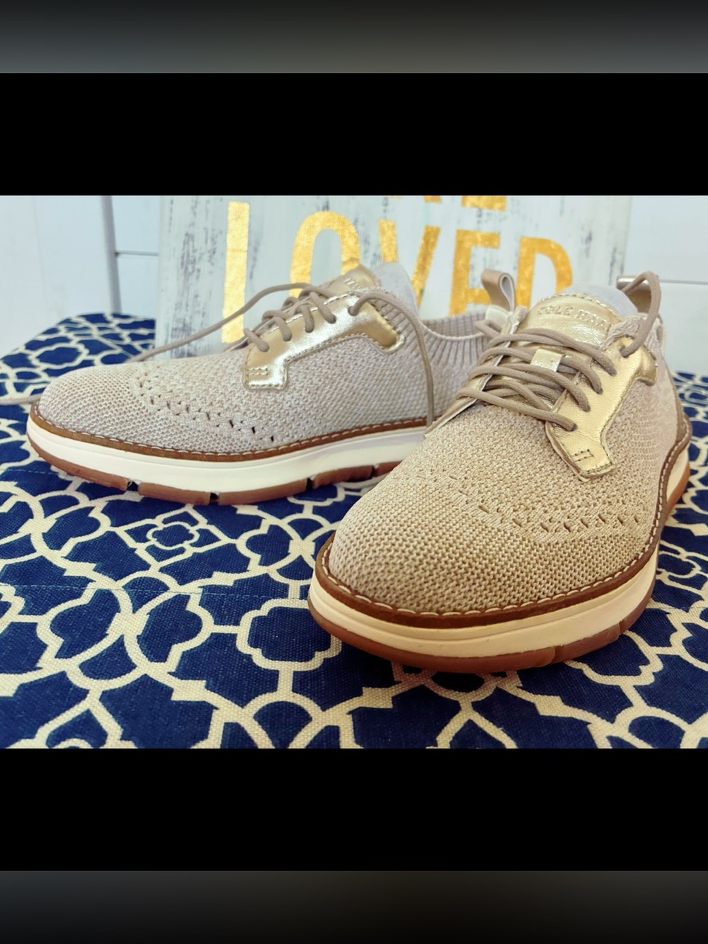 Cole Haan Women's ZERØGRAND Rella Stitchlite™ Oxfords in Ivory-Gold Metallic - Picture 5 of 9